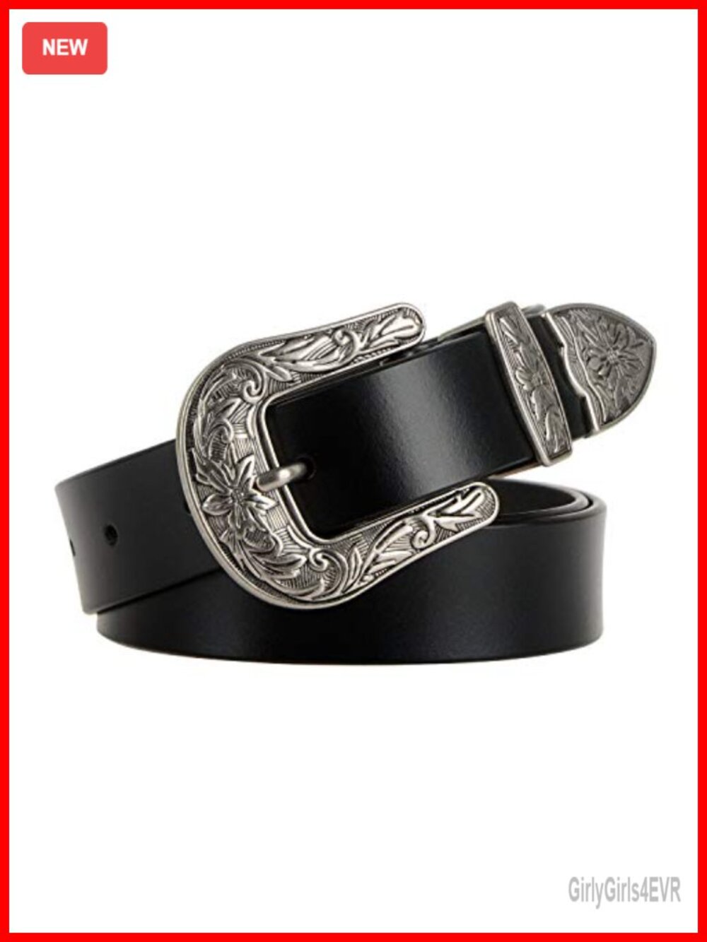 Womens Leather Belt Vintage Western Zinc Alloy Buckle Jeans Pants